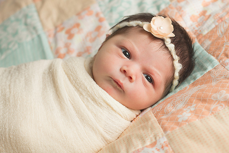ferndale newborn photography: baby on quilt